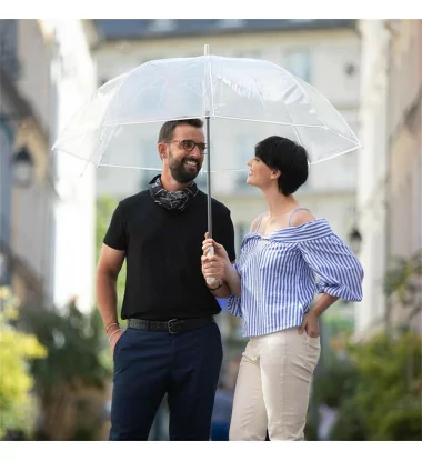 parapluie de golf transparent avec bordure blanche