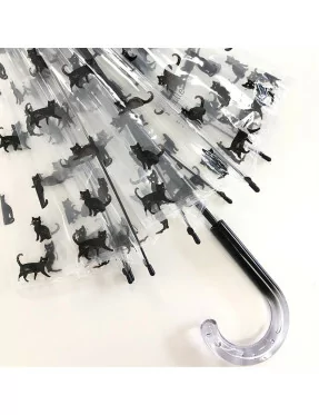 smati parapluie transparent chat noir