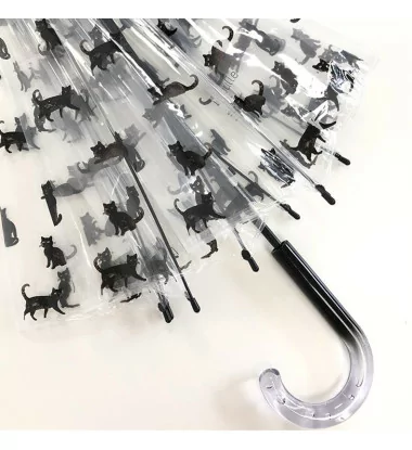 smati parapluie transparent chat noir