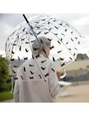smati parapluie transparent chat noir