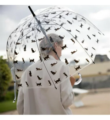 smati parapluie transparent chat noir
