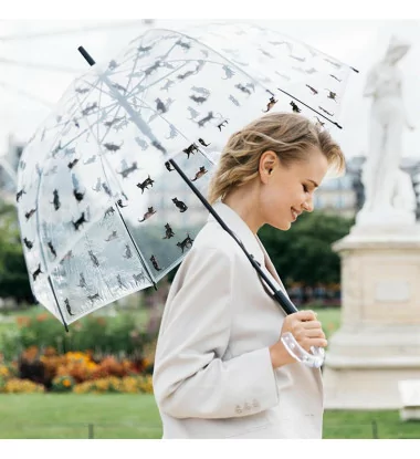 smati parapluie transparent chat noir