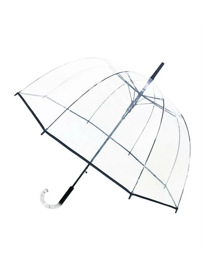 Smati parapluie long cloche transparent bordure noire