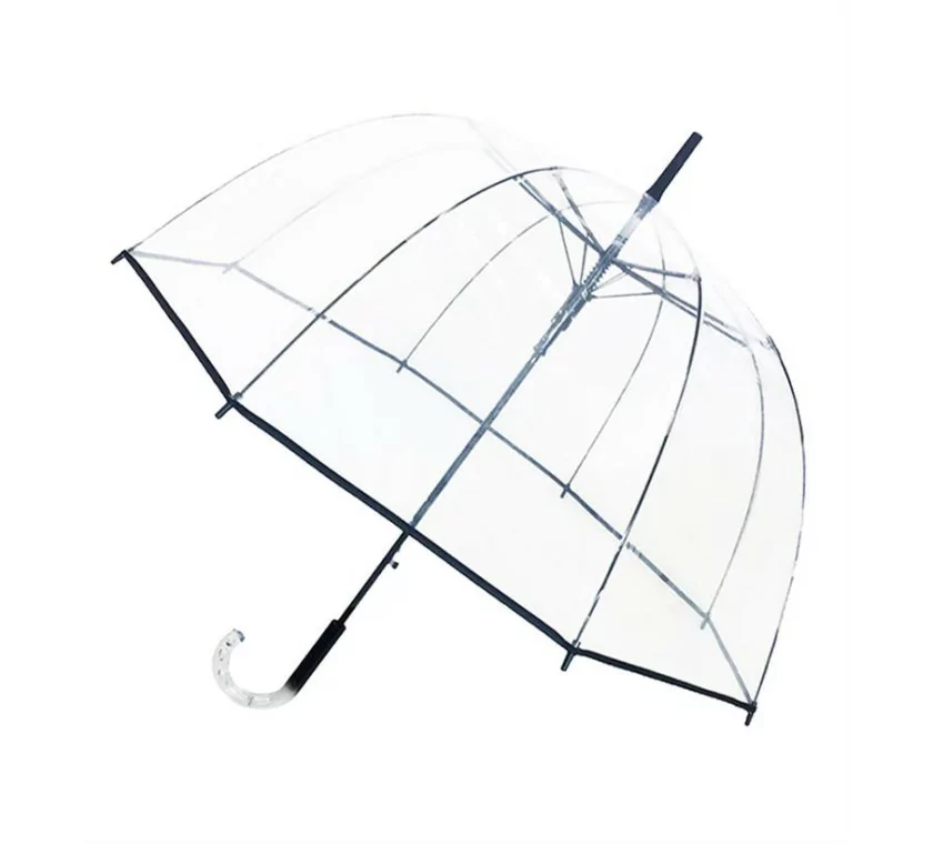 Smati parapluie long cloche transparent bordure noire Smati parapluie long cloche transparent bordure noire