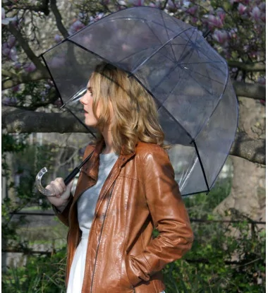 Smati parapluie long cloche transparent bordure noire