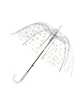Smati parapluie femme transparent cloche pois argentés