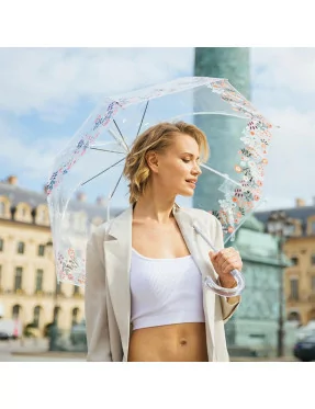 smati parapluie transparent fleurs