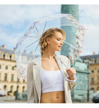 smati parapluie transparent fleurs