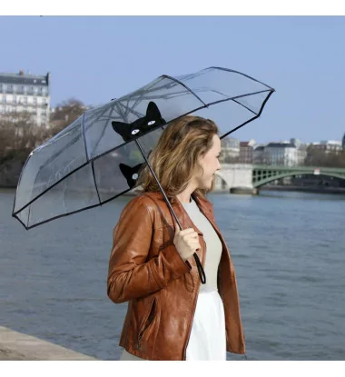 Smati petit parapluie transparent automatique chat