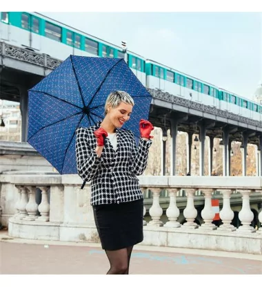 Smati parapluie femme pliant bleu motif géométrique