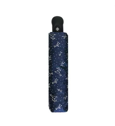 Smati parapluie pliant bleu avec constellation argentée