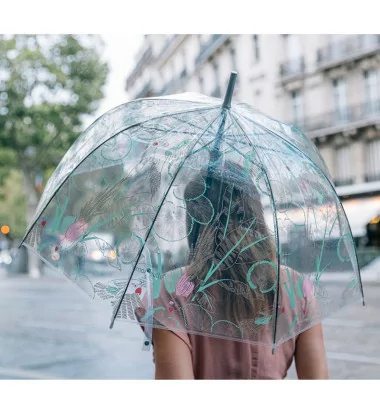 parapluie transparent cloche perroquet