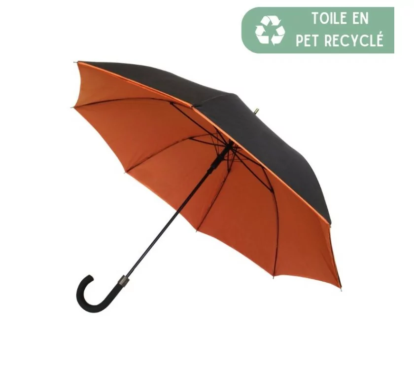 Smati parapluie original double toile noir et orange Smati parapluie original double toile noir et orange