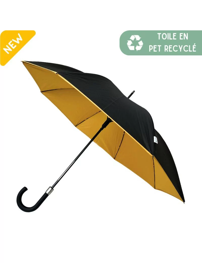 Smati parapluie original double toile noir et jaune moutarde