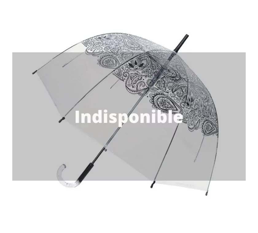 Smati parapluie long transparent automatique paisley noir Smati parapluie long transparent automatique paisley noir