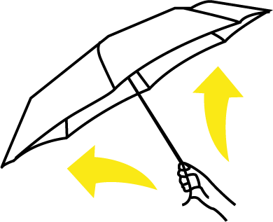 Appuyez sur le bouton situé sur la poignée du parapluie pour l'ouvrir.